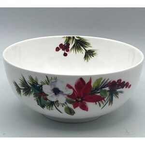 Mikasa Hope Joy Sour Cereal‎ Serving Bowl Poinsettia Christmas Bone China